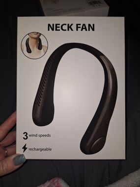 Portable Black Neck Fan - Rechargeable, 3 Wind Speeds